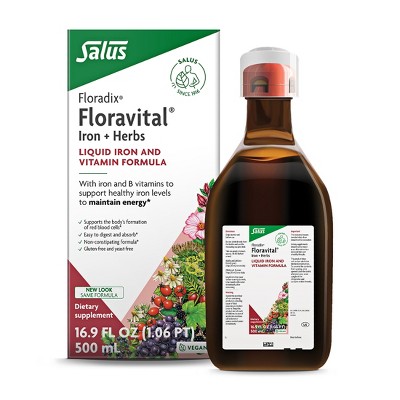 Floradix Floravital Liquid Iron & Vitamins Formula - Liquid Iron Supplement with B Complex Vitamins, Vitamin C & Herbs for Energy Support
