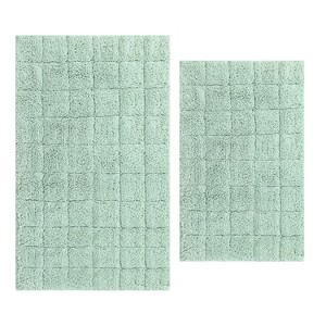 Knightsbridge Stylish And Comfortable Traditional Summer Tile Design 2 PC Cotton Bath Rug Set 20"x30" & 24"x40" White - 1 of 4