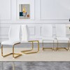 FONTOI 4PCS Arch Dining Chairs with High Resilience, Dining Chair with Arched Metal Legs for Living Room, White&Gold, 21.6"*39"*17.3" - 4 of 4