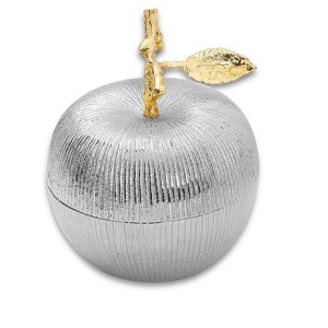 Classic Touch 5.9"H Silver Apple shaped Large Jar - 1 of 3