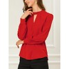 INSPIRE CHIC Women's Office Keyhole Elegant Stand Collar Long Sleeve Back Neck Button Blouse - 2 of 4