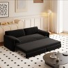 Queen Size Velvet Pull Out Sofa Bed, 3-in-1 Convertible Sleeper Bed with Side Storage, Cutton Filling Loveseat Bed with Iron Frame-Baofuwish - 2 of 4