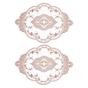 Unique Bargains Polyester Flexible Embroidery Vintage Pattern Washable Table Place Mats 2 Pcs - 1 of 4