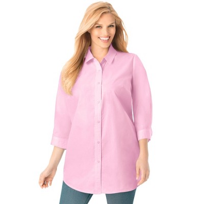 Woman Within Plus Size Perfect Three Quarter Sleeve Shirt