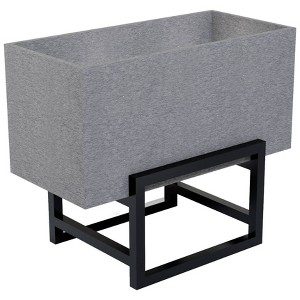 Vioscapes 2pc Rectangular Coffee Bean Husk Metal & Recycled Plastic Outdoor Planter Box Gray 20"x10" - 1 of 2