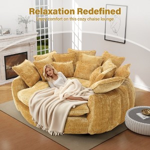 AENKYO 81.1" Cloud Couch Sleeper Indoor Lazy Sofa, Oversized Round Deep Seat Chaise Lounge Chair with 14 Pillows for Living Room - 1 of 4