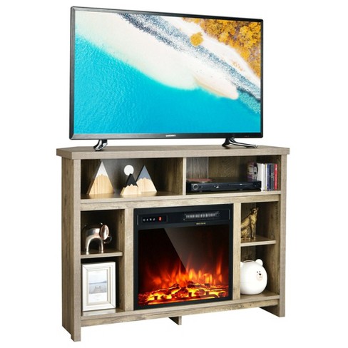 Costway 41.5'' Corner Fireplace Tv Stand Storage Cabinet Electric Space  Heater Natural : Target