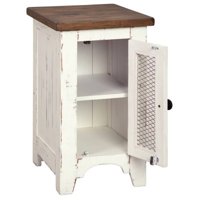 Modern Farmhouse Two-Tone Chairside Table with Storage