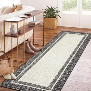 Washable Runner Rug Modern Bordered Soft Non-Slip Rugs for Bedroom Low-Pile Stain Resistance Indoor Carpet Non Shedding Rug - 1 of 4
