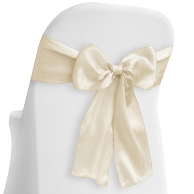 Lann's Linens 30-Pack Elegant Satin Chair Cover Sashes for Wedding, Banquet  - Ivory