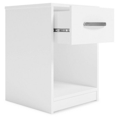 Sleek White and Silver Nightstand with Brushed Nickel Pull - 15"x22"