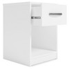 Flannia Nightstand White: Contemporary Bedside Table, Sleek Metal Pull - Signature Design by Ashley - 3 of 4