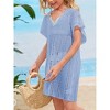 Girls Crochet Beach Cover Up Lightweight U Neck Kids Swimwear Above Knee Beach Cover Up for Girls Beachwear Tops - 4 of 4