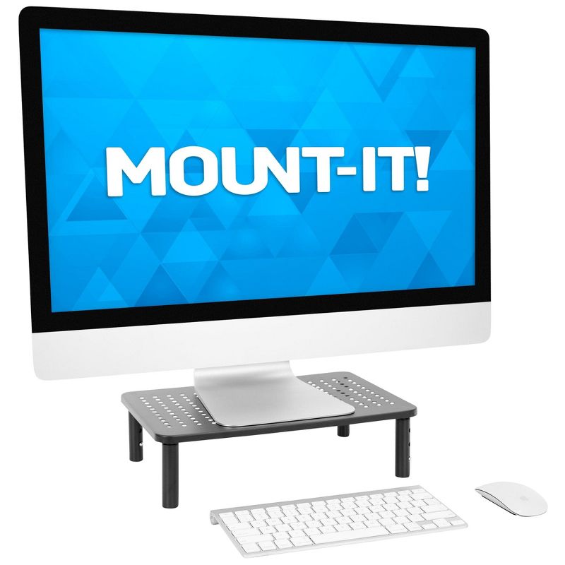 Mount-It! Metal Monitor Riser 2-Pack | Height Adjustable Computer Display and Laptop Stand for Desktop | Fits Up to 32" Screens, 44 Lbs. Capacity, 2 of 9