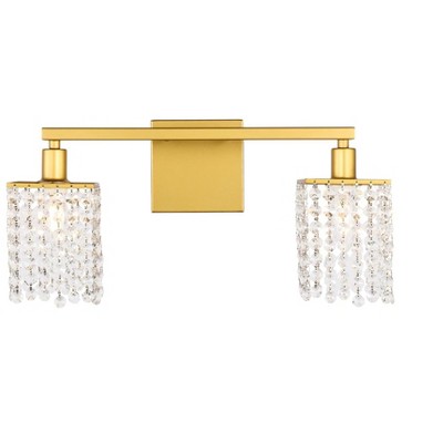 Elegant Lighting Phineas 2 light Brass and Clear Crystals wall sconce
