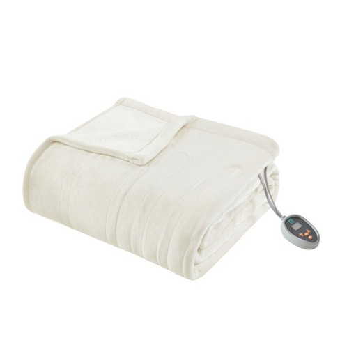 Reversible Ultra Soft Plush Electric Heated Blanket With Bonus Automatic  Timer Queen Ivory : Target