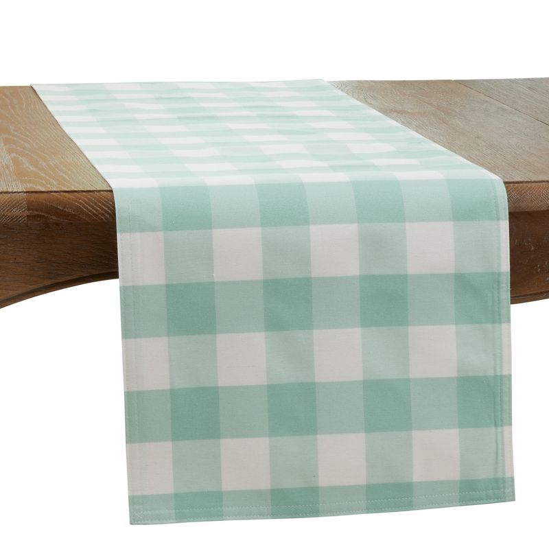 Saro Lifestyle Cotton And Poly Blend Table Runner With Plaid Design, 1 of 6
