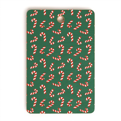 Lathe & Quill Candy Canes Green Cutting Board Rectangle -Deny Designs