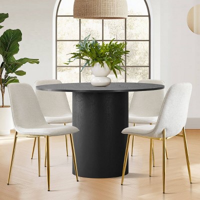 Modern Design Armless Dining Chair Set Of 4 With Gold Metal Legs,Linen Dining Chair for Dining Room,Kitchen Chair,Farmhouse-Tanpinhause