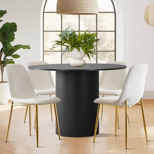 Modern Design Armless Dining Chair Set Of 4 With Gold Metal Legs,Linen Dining Chair for Dining Room,Kitchen Chair,Farmhouse-Tanpinhause - 1 of 4