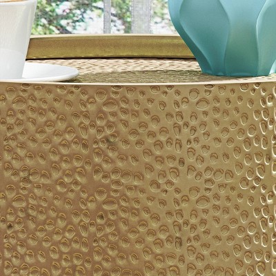 Gold Hammered Iron Round Accent Table