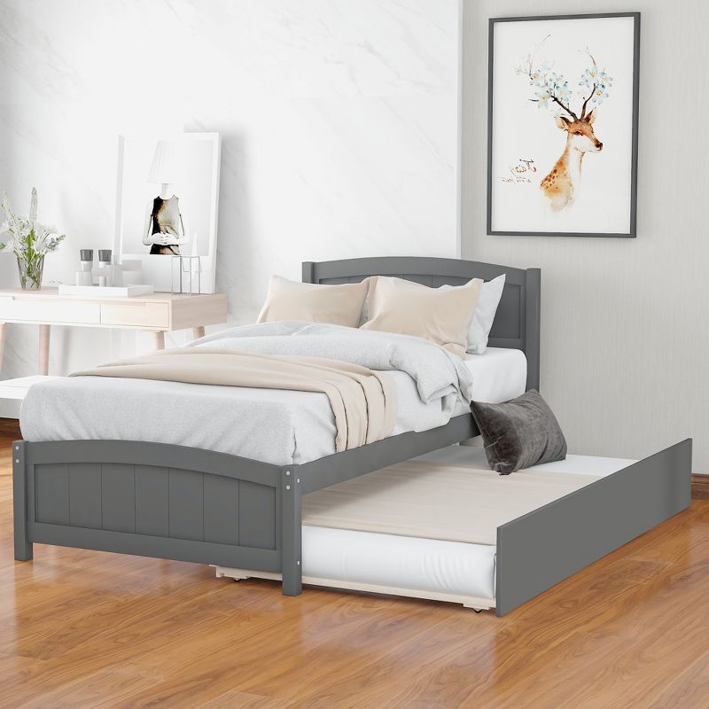 Twin Size Paltform Bed with Trundle - ModernLuxe, 1 of 10