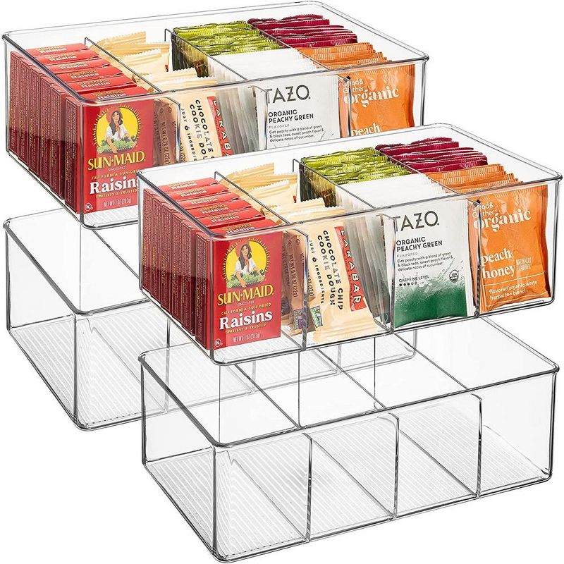 Sorbus 4 Pack Storage Bins with Dividers - Store Tea Bags, Seasonings, Drink Packets, Oatmeal - Storage & Display Containers for Kitchen & Pantry, 1 of 10