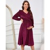 Maternity Velvet Dress V Neck Long Sleeve High Waisted Midi Dress Baby Shower Photoshoot - 4 of 4