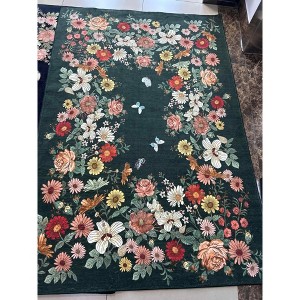 Rugs for Living Room, Washable Floral Area Rug Non Slip Soft, Low Pile Ultra-Thin Carpet for Bedroom, Dining Room, Living Room - 1 of 3