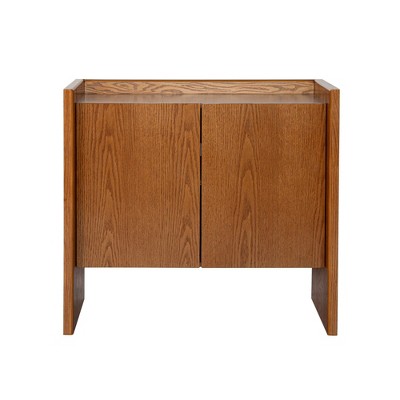 Lirago 33.9"Wx15"Dx31.5"H Walnut Sideboard with Storage Rustic Buffet Cabinet