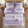 AENKYO 4-Piece Duvet Set Purple Seersucker Daisy Pattern Bed Comforter Set with Throw Pillow,Comfortable Coverlet Bedding Sets - 2 of 4