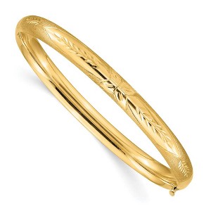 Black Bow Jewelry 6mm 14k Yellow Gold Florentine Engraved Hinged Bangle Bracelet, 8 Inch - 1 of 4