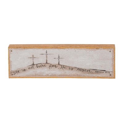 Transpac Wood Fabric Three Crosses Handpainted Home Decorations Easter