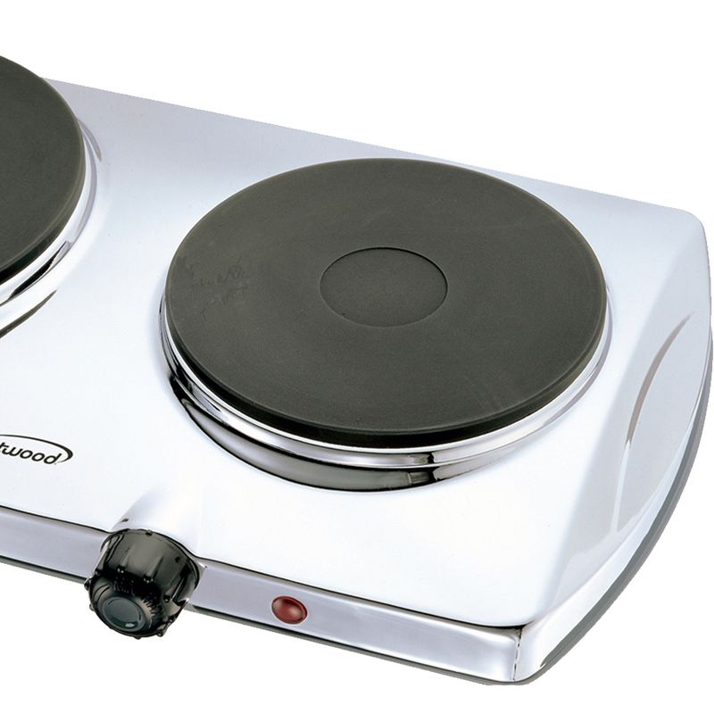 Brentwood Electric 1440W Double Hotplate Chromed, 2 of 5