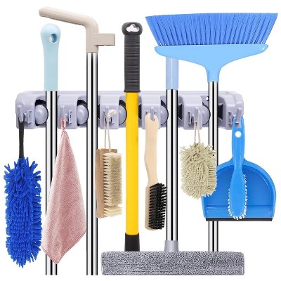 LunaLulinlk Broom Holder Mop Hanger, Mop Holder Hanger 5 Position Home Kitchen Storage Broom Organizer Wall Mounted