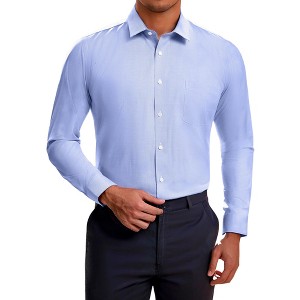INSPIRE CHIC Men's Long Sleeved Button Down Checked Dress Shirts - 1 of 4