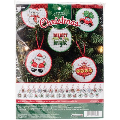 Bucilla Counted Cross Stitch Kit 2.5" Round 30/Pkg-Christmas Minis Ornaments (14 Count)