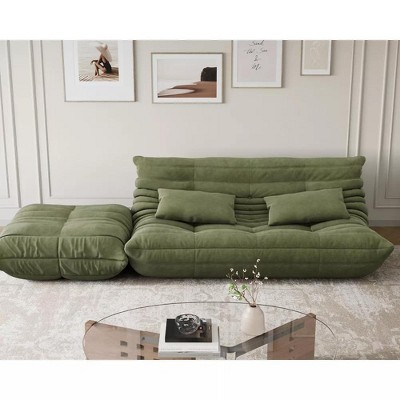 Loveseat Bean Bag Couch with Ottoman, Oversized Fireside Chair Bean Bag Sofa for Adults, Togo Loveseat Sofa with High Density Comfortable Foam