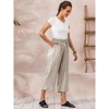 ECUPPER Womens Linen Cropped Pants Loose Casual Capri Cotton Wide Leg Plus Size Elastic Waist with Drawstring Trouses - 4 of 4