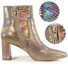 Allegra K Women's Pointed Toe Snake Print Side Zipper Chunky Heel Ankle Boots - 2 of 4