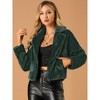 Allegra K Women's Cropped Notch Lapel Open Front Faux Fur Fluffy Coat - 2 of 4