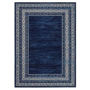 Machine Washable Area Rug with Rubber Backing Low Pile Modern Bordered Foldable Rugs - 1 of 4