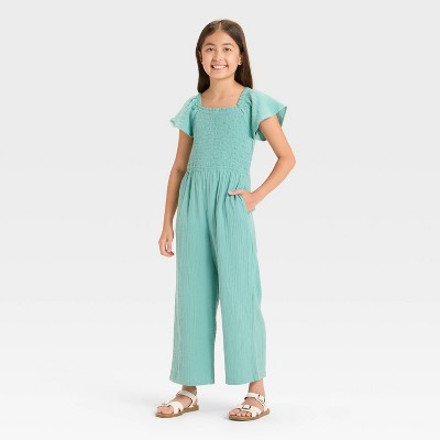 Girls' Flutter Sleeve Smocked Jumpsuit - Cat & Jack