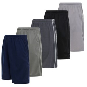 Mens Moisture Wicking Athletic Basketball & Gym Workout Shorts with Pockets Multipack, Up to 3XL, Pack of 5 - 1 of 4