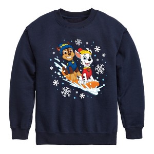 Boys' - Paw Patrol - Chase Marshall Sledding Graphic Long Sleeve Fleece Sweatshirt - 1 of 4