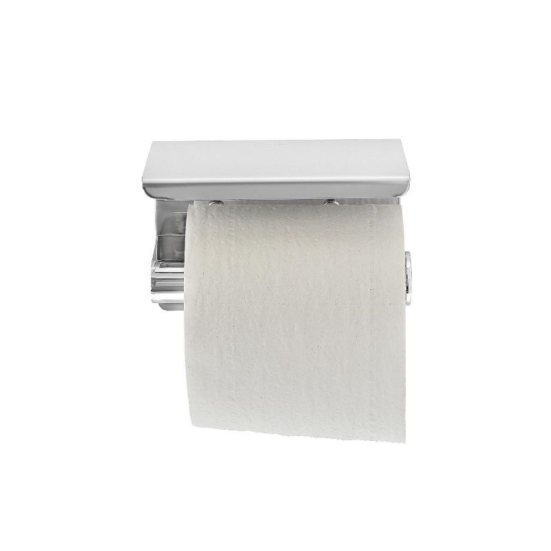 Alpine Industries Toilet Paper Holder with Shelf Storage Rack Single Post Dispenser Chrome (2-Pack), 4 of 8