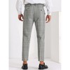 INSPIRE CHIC Men's Expandable Waist Pleated Front Formal Plaid Pants - 3 of 4