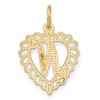 Black Bow Jewelry 14k Yellow Gold, Grace Collection, Satin Heart Initial N Pendant, 15mm - 3 of 4