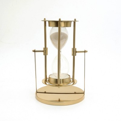 TopComfy Decorative Object Aluminium Sand Timer Hourglass for Elegant Home Office Decor, Gold, 10"*9"*14"
