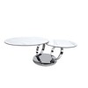 HomeRoots 32" White And Silver Ceramic Tile And Metal Round Abstract Coffee Table - 4 of 4